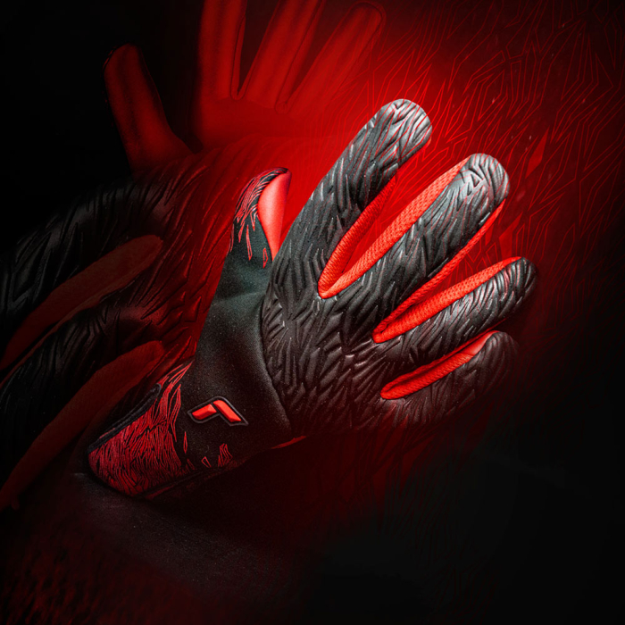 54709567730 Reusch Venomous Gold X Goalkeeper Gloves Black/Fire Red