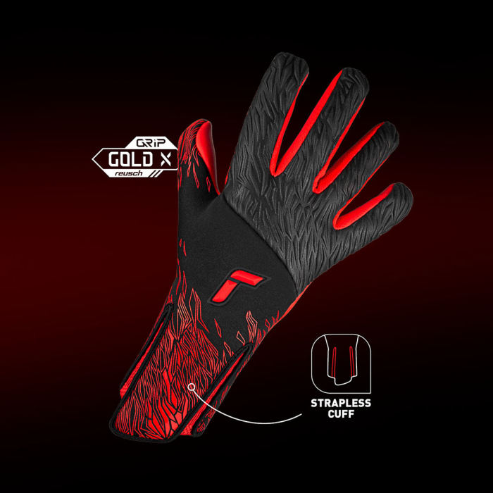 54709567730 Reusch Venomous Gold X Goalkeeper Gloves Black/Fire Red