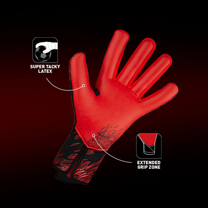 54709567730 Reusch Venomous Gold X Goalkeeper Gloves Black/Fire Red