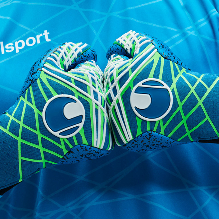 101133901 Uhlsport Prediction Aquagrip HN Pacific Blue / Fluo Green