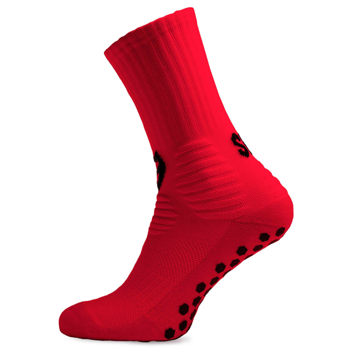 SAK Project Football Grip Sock Crew Ankle Sock RED
