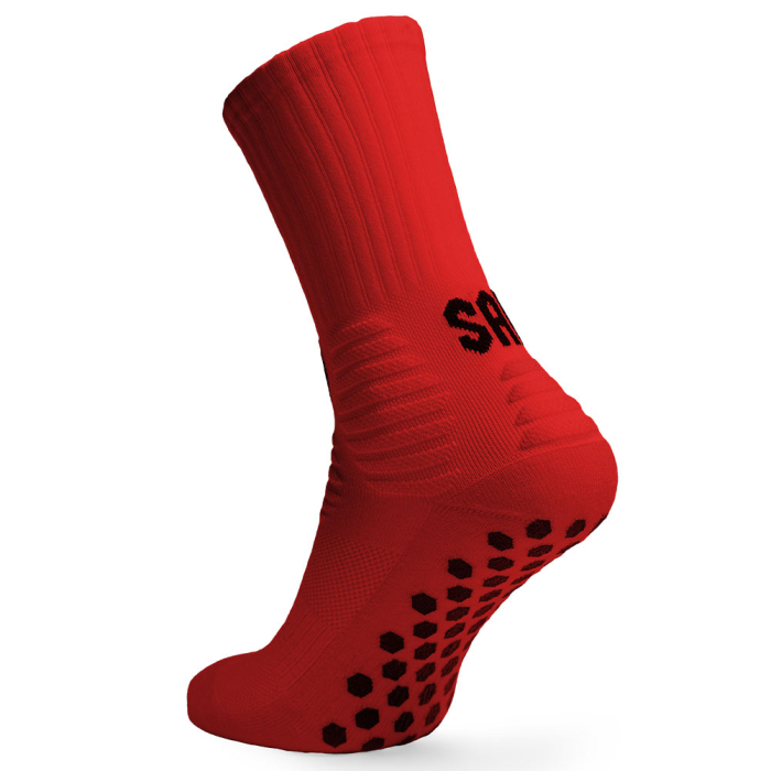 SAK Project Football Grip Sock Crew Ankle Sock RED