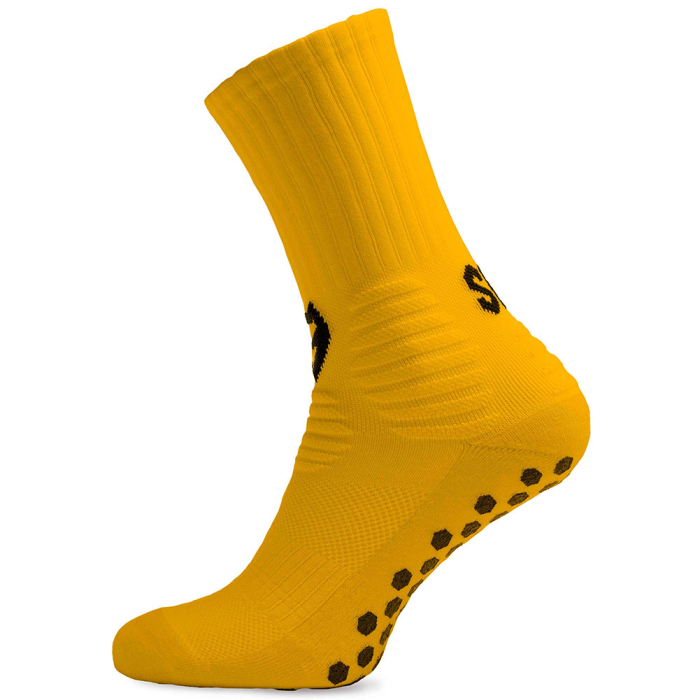 SAK Project Football Grip Sock Crew Ankle Sock Yellow