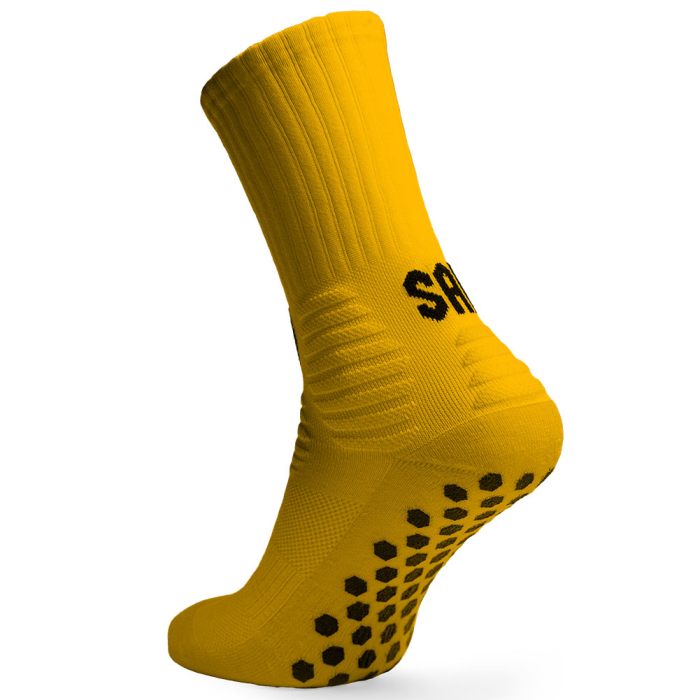 SAK Project Football Grip Sock Crew Ankle Sock Yellow