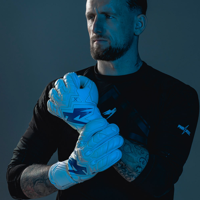 Kaliaaer PWR Pro Supreme Negative Cobalt Junior Goalkeeper Gloves Whit