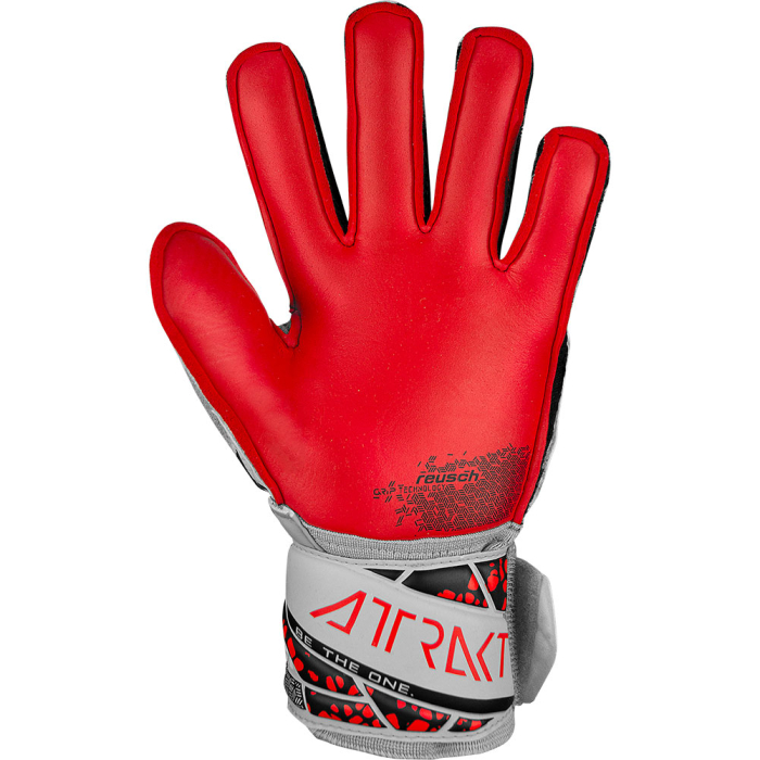 Reusch Attrakt Silver Hypermoon Goalkeeper Gloves Vapor Grey / Red