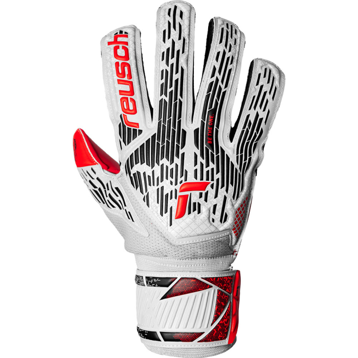  Reusch Attrakt Silver Hypermoon Goalkeeper Gloves Vapor Grey / Red