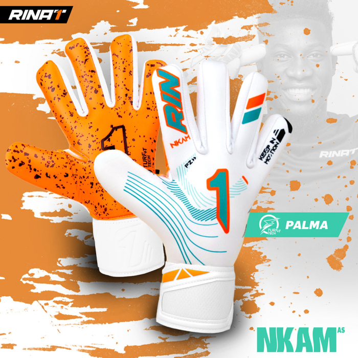 Rinat NKAM AS Onana Goalkeeper Gloves White/Orange/Aqua