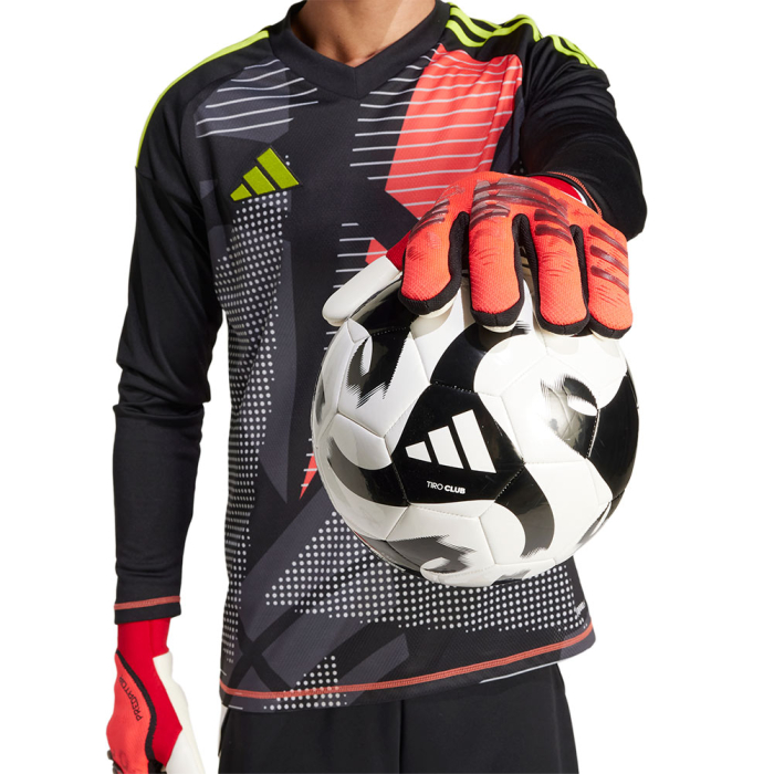 JH3816 adidas Predator Pro PROMO Fingersave Goalkeeper Gloves Ruby Red