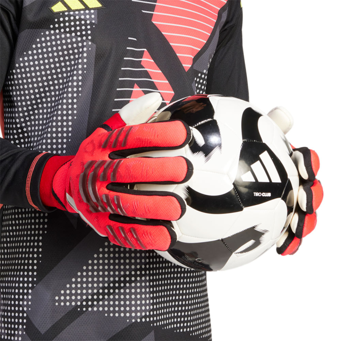 JH3816 adidas Predator Pro PROMO Fingersave Goalkeeper Gloves Ruby Red