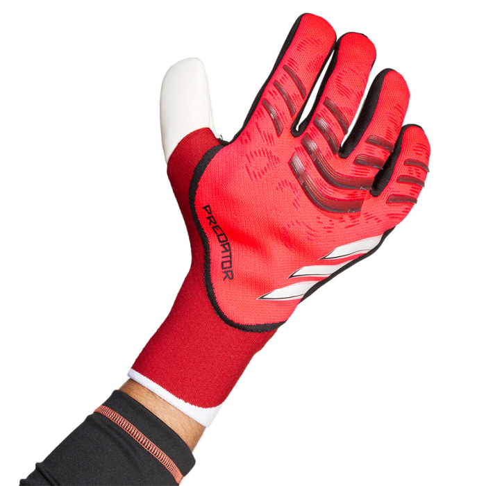 JH3816 adidas Predator Pro PROMO Fingersave Goalkeeper Gloves Ruby Red