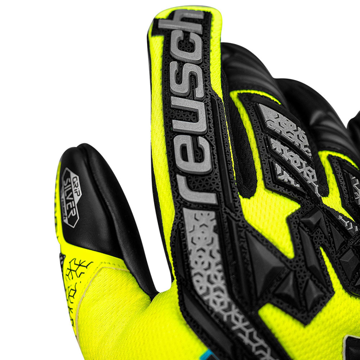 55702352025 Reusch Attrakt Freegel Silver Goalkeeper Gloves Safety Yel