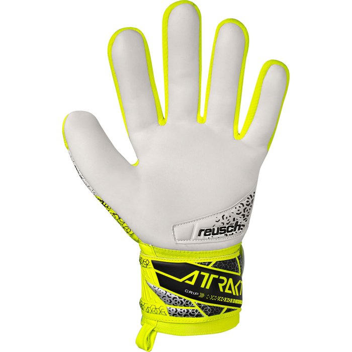55728152014 Reusch Attrakt Grip Junior Goalkeeper Gloves Safety Yellow