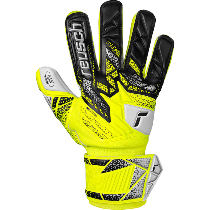 55728152014 Reusch Attrakt Grip Junior Goalkeeper Gloves Safety Yellow