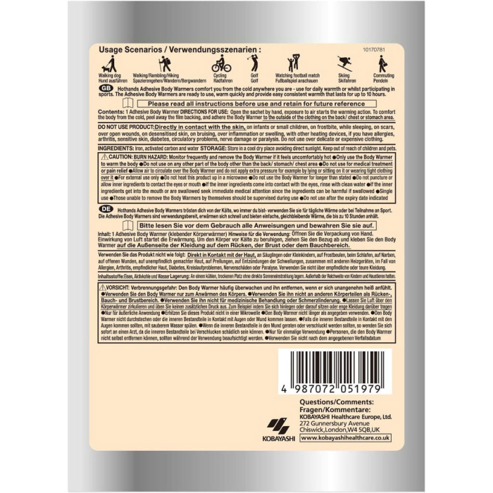 HH009 HotHands Adhesive Body Warmer