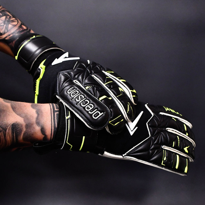 Precision Fusion X Pro Roll Finger Giga Junior Goalkeeper Gloves Black