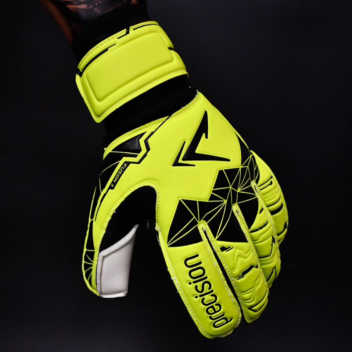 Precision Fusion X Flat Cut Essential Junior Goalkeeper Gloves Fluo Ye