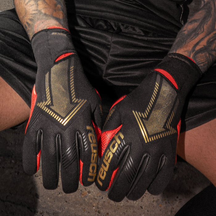 55709157075 Reusch Fastgrip Gold X GluePrint Goalkeeper Gloves Black/R