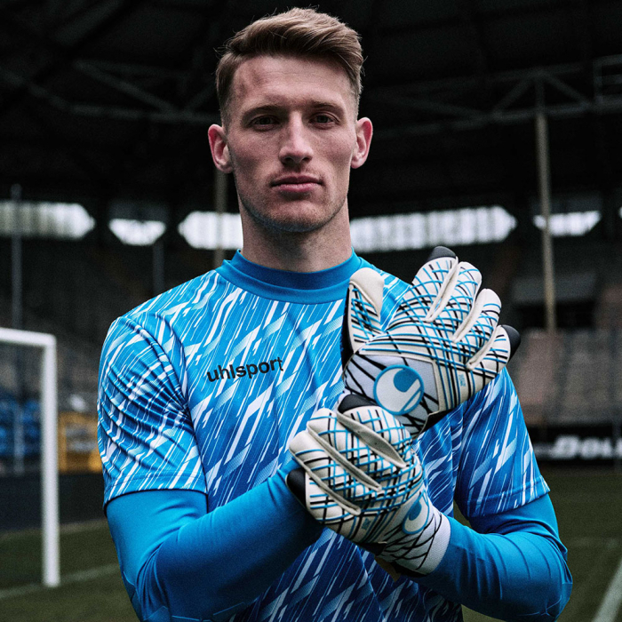 Uhlsport Absolutgrip Tight HN Junior Goalkeeper Gloves White/Black/Blu