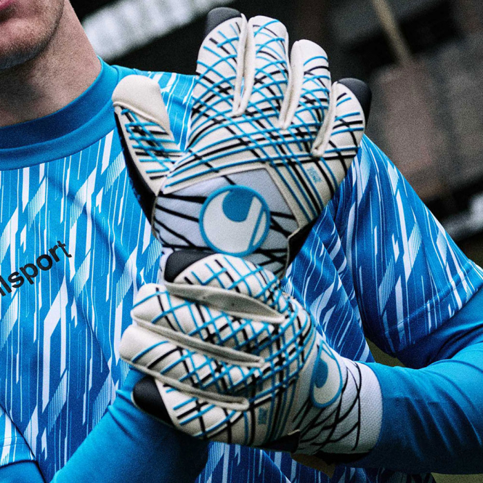 Uhlsport Absolutgrip Tight HN Junior Goalkeeper Gloves White/Black/Blu