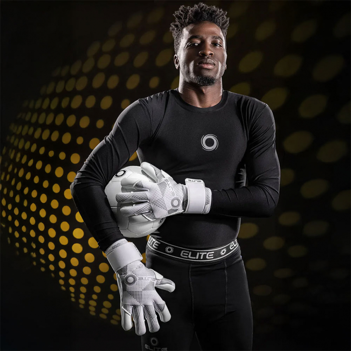 EL4NBJ Elite NOBRE Finger Support Junior Goalkeeper Gloves White
