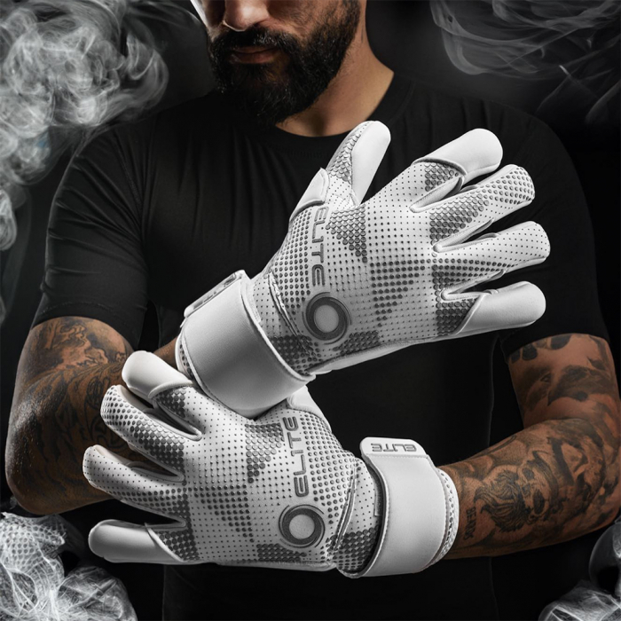 EL4NBJ Elite NOBRE Finger Support Junior Goalkeeper Gloves White