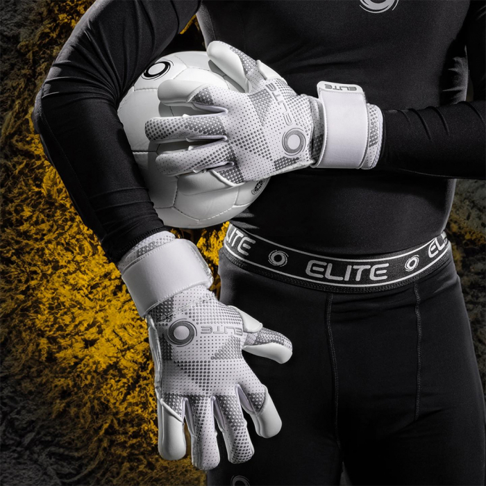 EL4NBJ Elite NOBRE Finger Support Junior Goalkeeper Gloves White