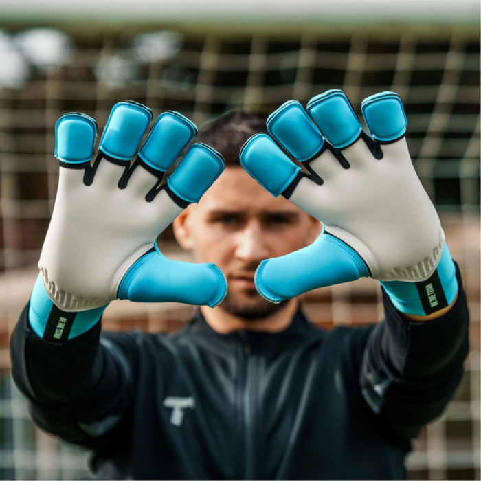 T1TAN Rebel 2.0 Sky Blue Goalkeeper Gloves Sky Blue / Fluo Green TITAN