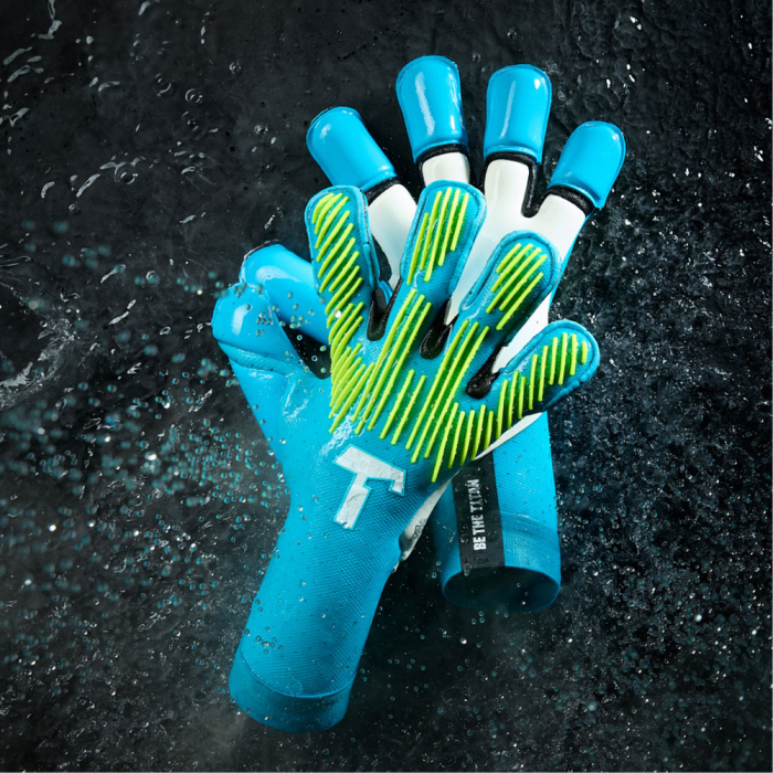 T1TAN Rebel 2.0 Sky Blue Goalkeeper Gloves Sky Blue / Fluo Green TITAN