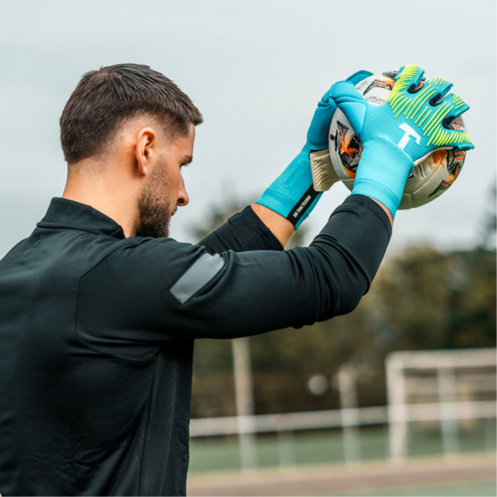 T1TAN Rebel 2.0 Sky Blue Goalkeeper Gloves Sky Blue / Fluo Green TITAN