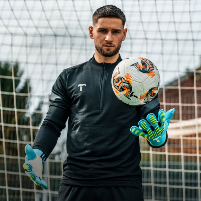 T1TAN Rebel 2.0 Sky Blue Junior Goalkeeper Gloves Sky Blue / Fluo Gree