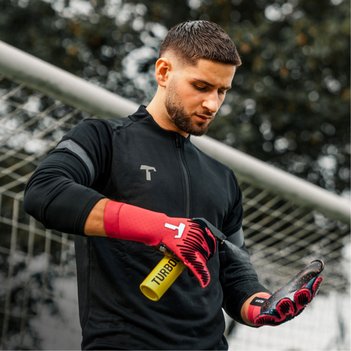 T1TAN Rebel 2.0 Solar Red Junior Goalkeeper Gloves Red TITAN