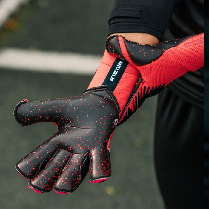T1TAN Rebel 2.0 Solar Red Finger Protection Junior Goalkeeper Gloves R