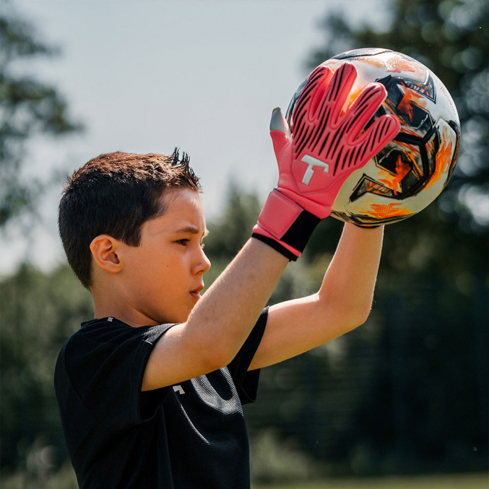 T1TAN Rebel 2.0 Fluo Pink Junior Goalkeeper Gloves Pink