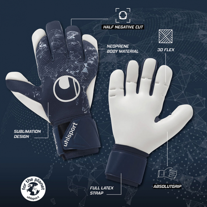 Uhlsport Absolutgrip HN Earth Edition Goalkeeper Gloves Navy/White