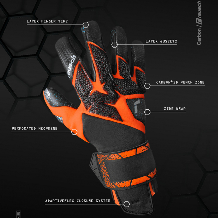 Reusch Attrakt Fusion Carbon 3D Goalkeeper Gloves black/shock orange