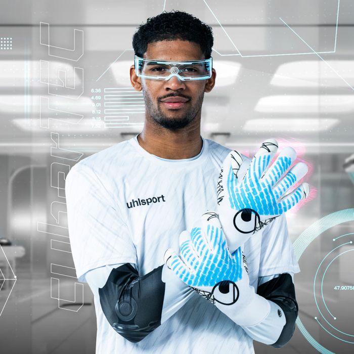 101137301 Uhlsport CYBERTEC ULTRAGRIP HN Goalkeeper Gloves white/cyan