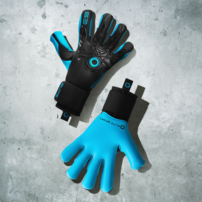 EL4AQJ Elite NEO REVOLUTION X AQUA Junior Goalkeeper Gloves Black/Blue