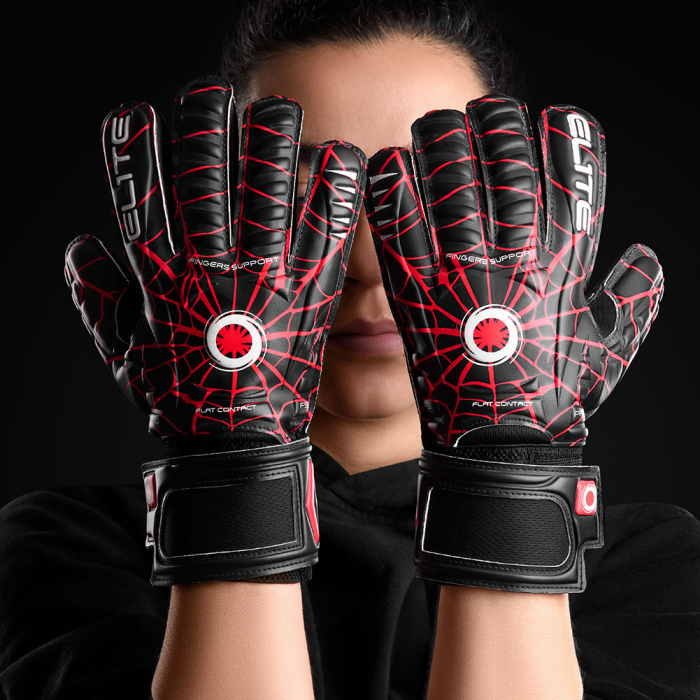 EL4SPD Elite SPIDER PROTECTION Junior Goalkeeper Gloves Black/Red
