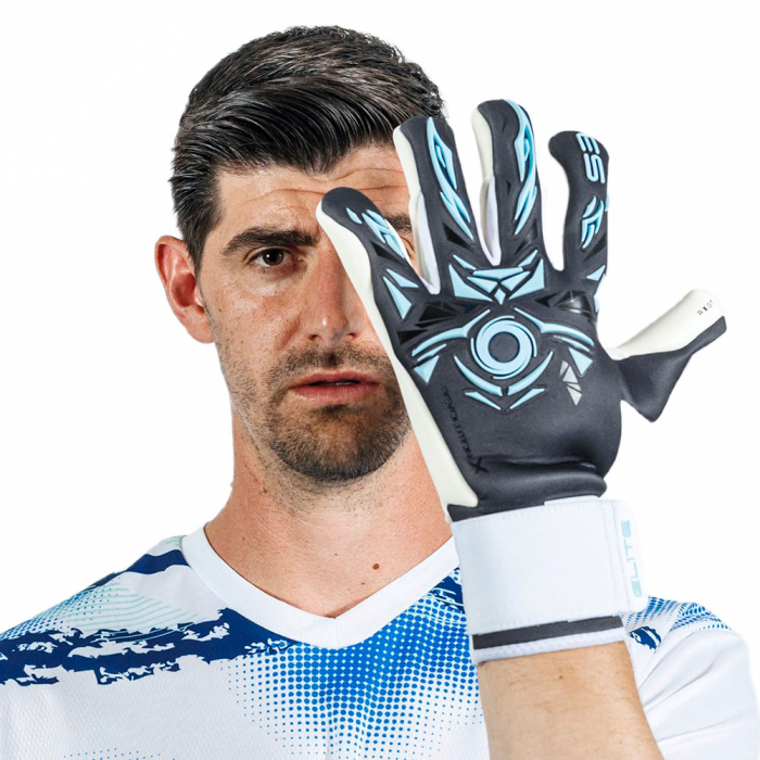 EL4GRYJ Elite NEO REVOLUTION X GT Junior Goalkeeper Gloves Grey/Cyan