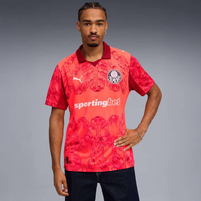 78107010 Puma x Kidsuper PALMEIRAS GK Jersey Glowing Red-Dark Crimson