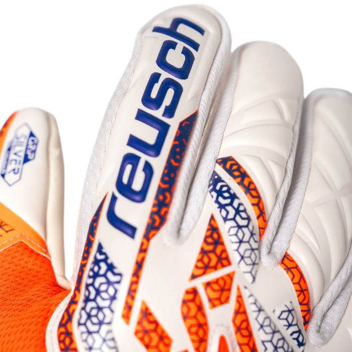 55702142500 Reusch Attrakt Silver Goalkeeper Gloves shocking orange/bl