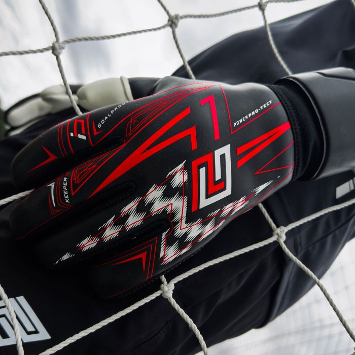 Keeper iD Goalproof POWER ProTect Goalkeeper Gloves Black / Power Red