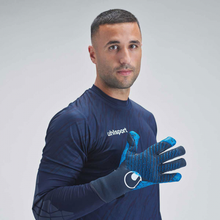 101138501 Uhlsport CyberTec Aquagrip HN Goalkeeper Gloves Blue