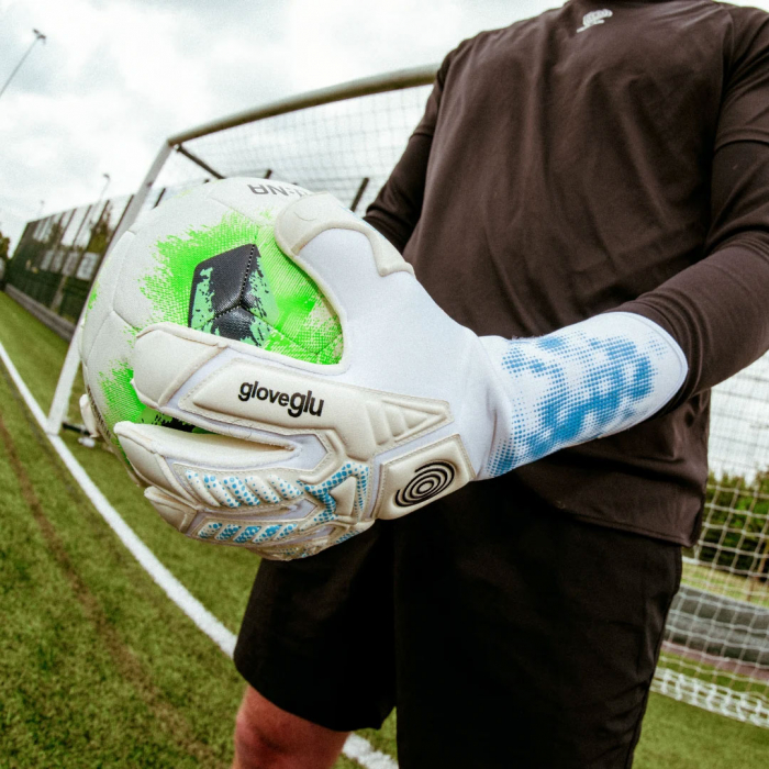 Gloveglu s:PIRIT gloveglu original Junior Goalkeeper Gloves white/cyan