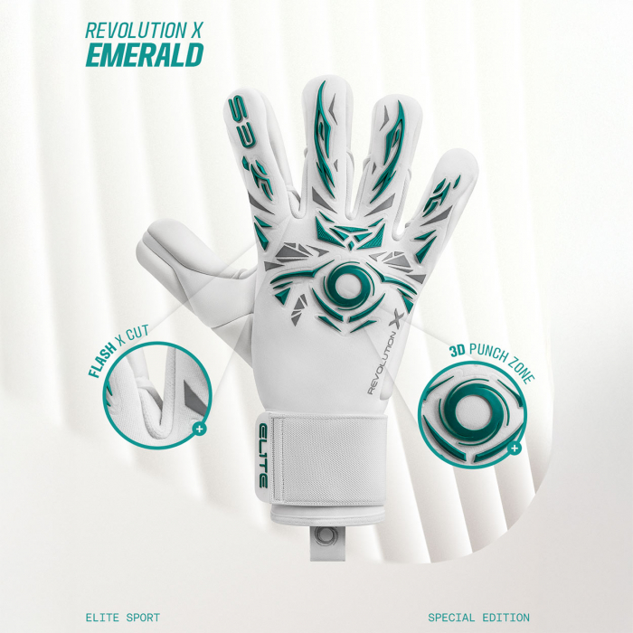 Elite Sport NEO REVOLUTION X EMERALD Junior Goalkeeper Gloves White/Gr