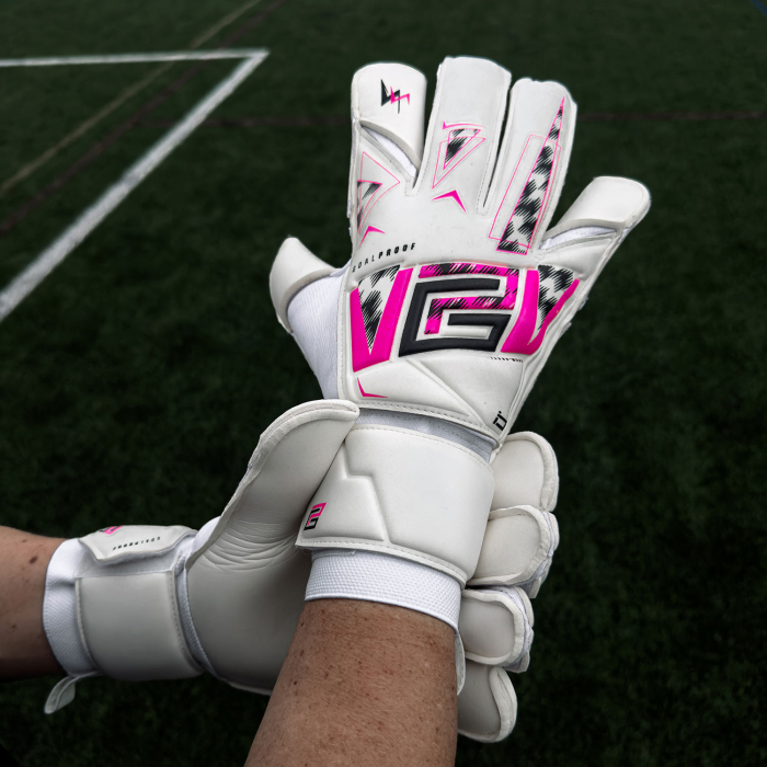 Keeper iD Goalproof POWER 1.0 V-Wrap Goalkeeper Gloves White / Pink