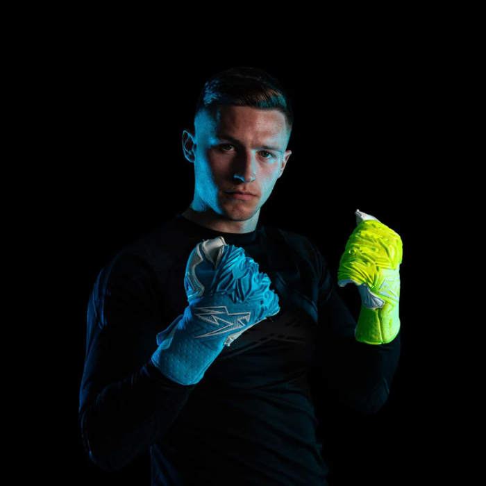 Kaliaaer PWR Pro RE MIX Sekure Goalkeeper Gloves Highlighter Blue