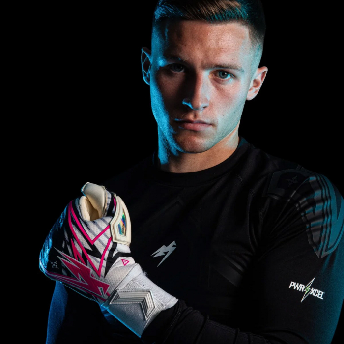 Kaliaaer NitroLITE Sekure Junior Goalkeeper Gloves Highlighter Pink