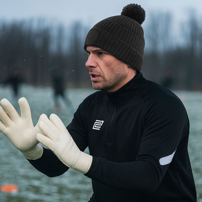 BB530B Keeper iD GK Custom Club Beanie Bobble Hat Black